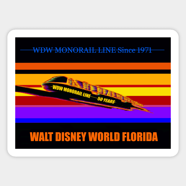 WDW monorail line 50th year design A Sticker by dltphoto